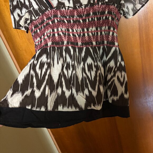 Anthropologie Fei Batik Short Sleeve Blouse Size 12 RARE - Picture 2 of 7